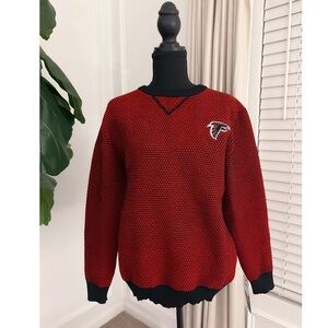 NFL Atlanta Falcons Red and Black Crewneck Sweater
